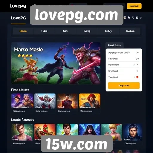 Explorando a interface do usuário do lovepg.com